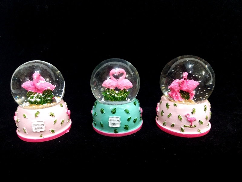 Tiny Flamingo Snow Globe