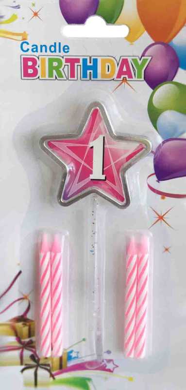 Candle 1 Year Star Model Pink Pk:1 Kl:600