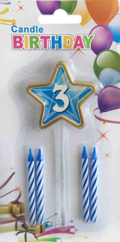 Candle 3 Years Old Star Model Blue Pk:1 Kl:600