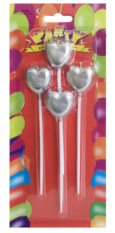 Silver With Candle Heart And Rod Pk:4 Kl:144