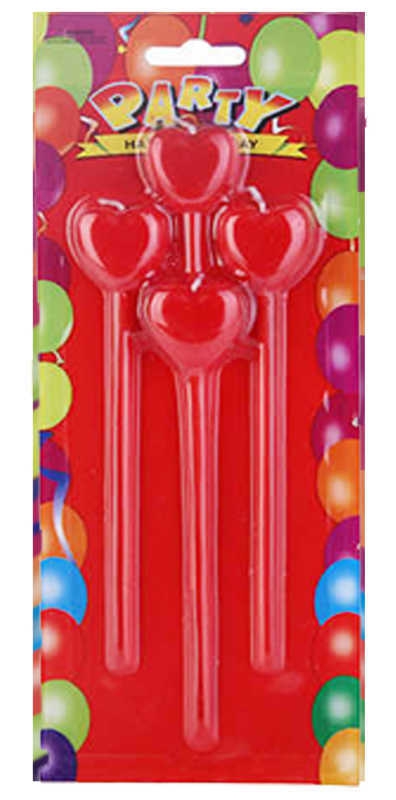 Candle Heart And Rod Red Pk:4 Kl:144