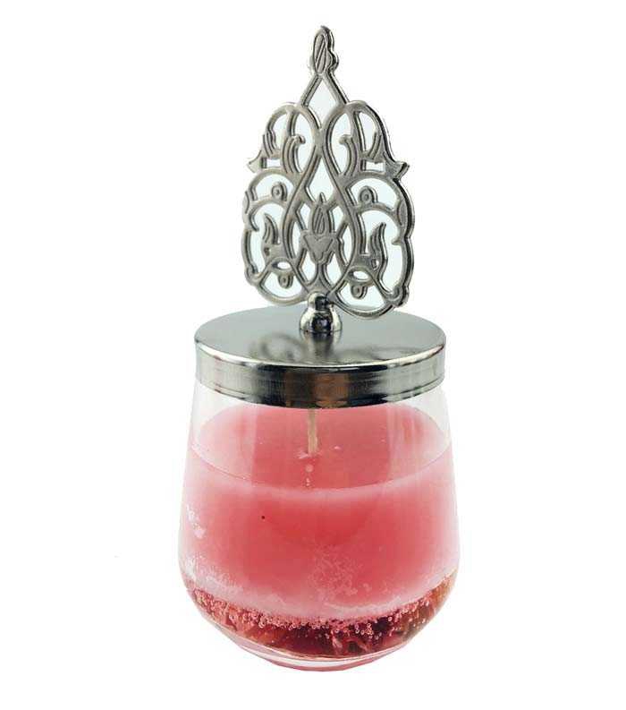 Candle (Sultan Wax) Glass Silver Domed Pink Pk:1-50