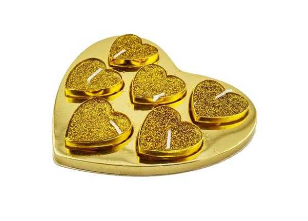 Candle Tealight Glittery Heart Boxed Gold Color