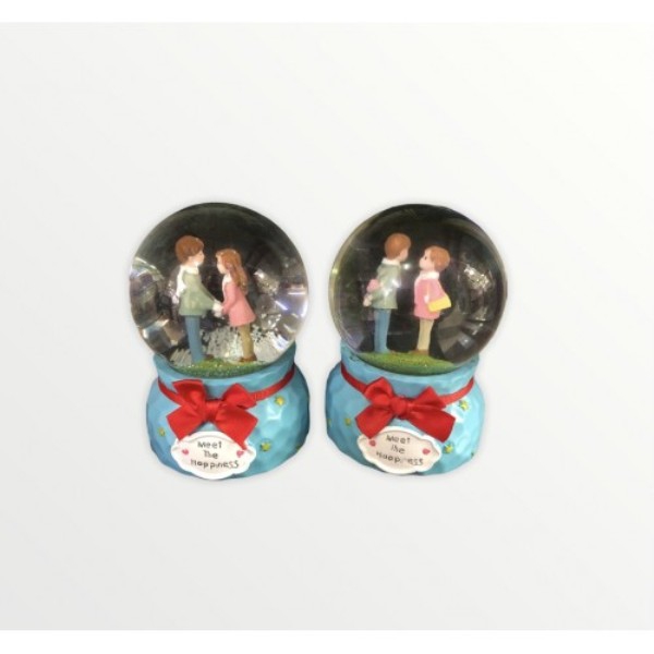 Happy Couple Themed Lighted Musical Snow Globe