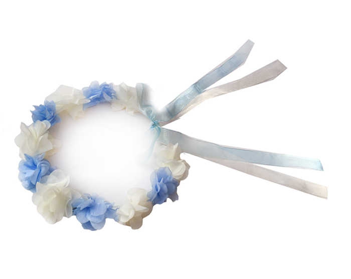 Bridesmaid Tiara Round Chiffon Floral Blue Pk:5