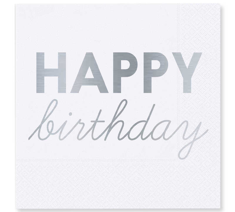 Napkin Happy Birthday Printed 33X33 Cm Silver Pk:16 Kl:30