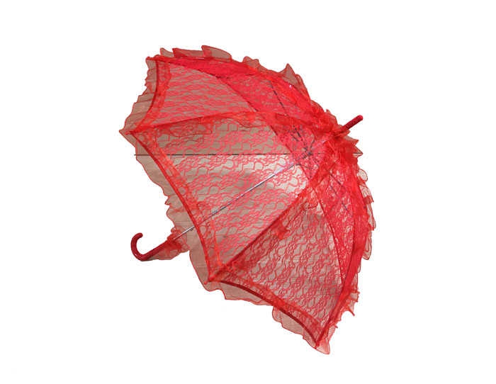 Umbrella Lace Embroidered Red P1-60