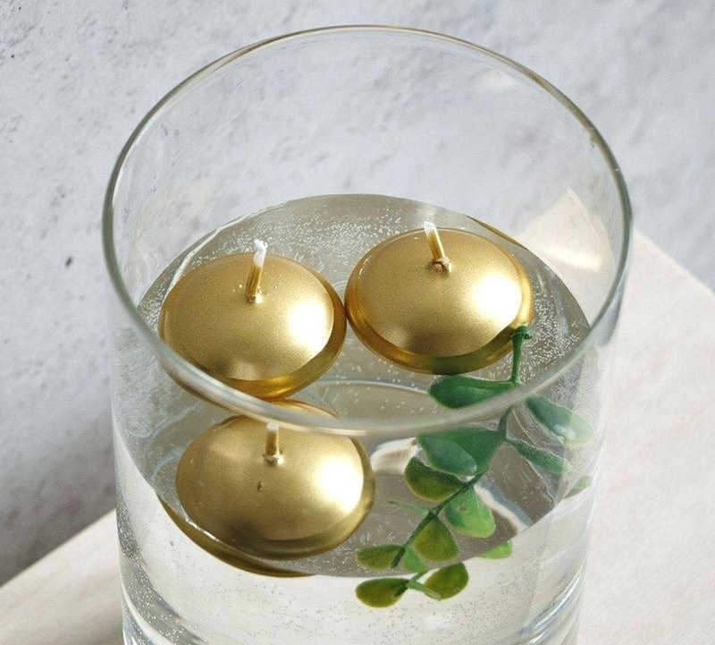 Tealight Candle Floating In Water Gold Color 20 Pcs