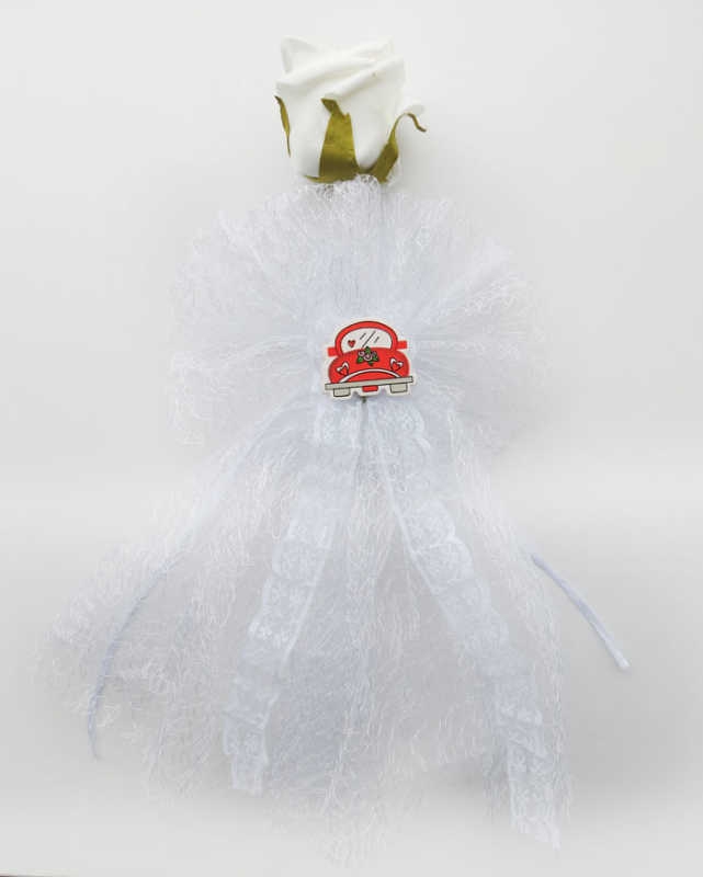 Ornament Rose Convoy Ornament Tulle White Pk:1 Kl:30