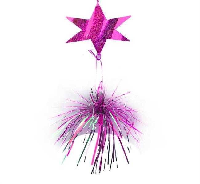 Ornamental Hologram Star 5 Piece Fringed Pink P10-500