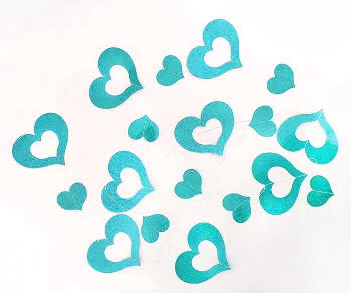 Ornament Heart Hologram Background Ornament 2Mt Turquoise Pk:1-500