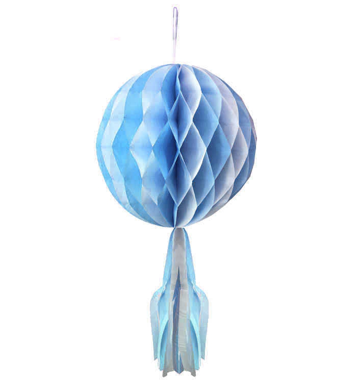 Ornamental Honeycomb Pompom White Blue 30Cm Pk:1 Kl:200