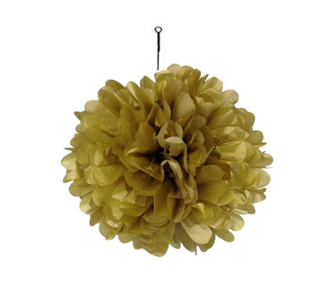 Ornamental Pompom Pelur Paper 35 Cm Gold Pk:1 Kl:300