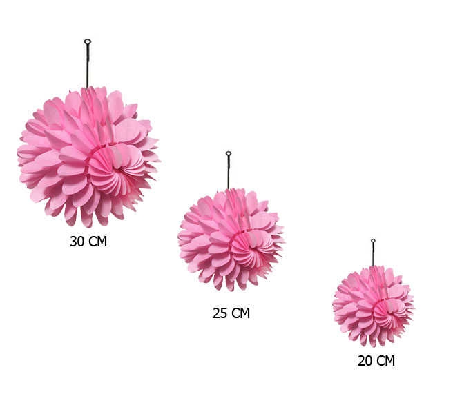 Ornamental Pompom With Honeycomb 3 Set Pink Pk:3 Kl:120