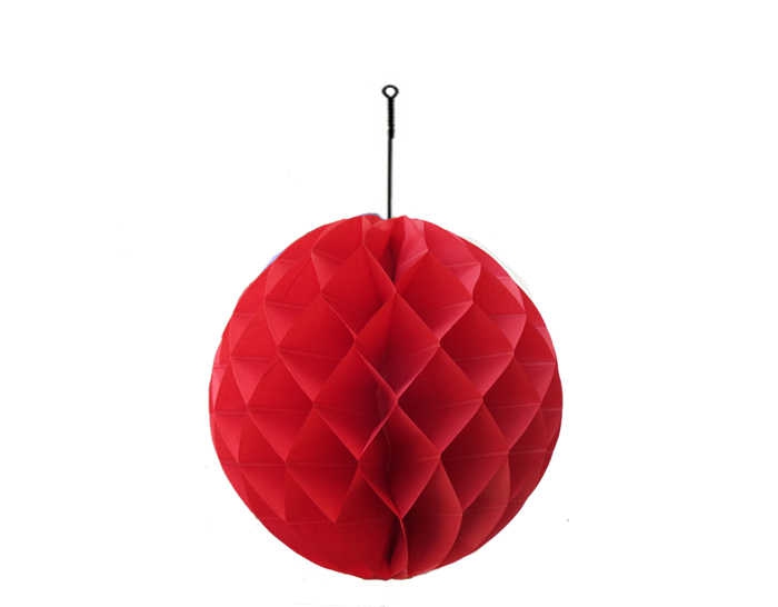 Ornamental Pompom Honeycome Medium Size Red Pk10-300