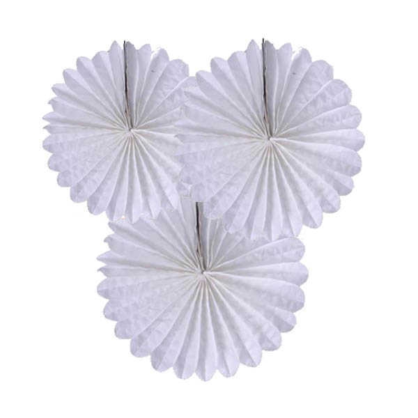 Ornamental Fan Model 30 Cm 3 Piece Set White P3-150