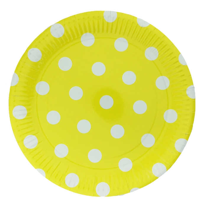 Plate Cardboard With Yellow Points 23Cm P8-24