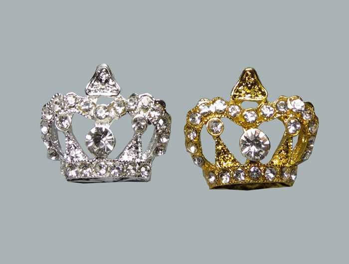 Crown Crystal Stone Big Silver P10-200