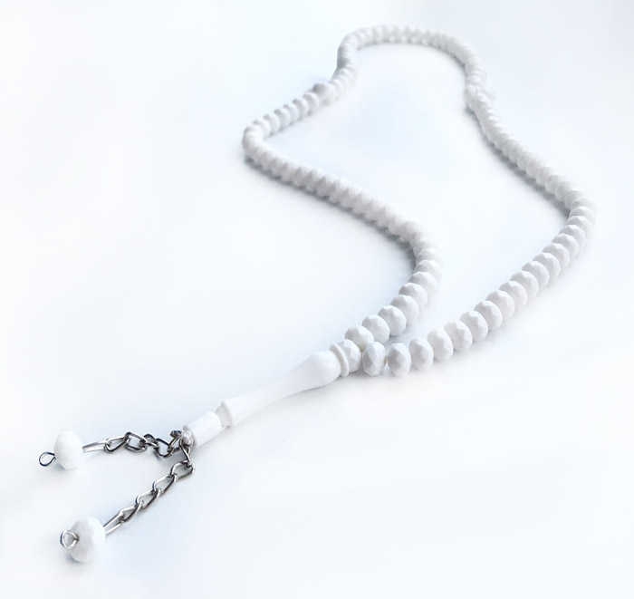 Rosary 99 Luk Crystal Cut White Pk:50 Kl:30