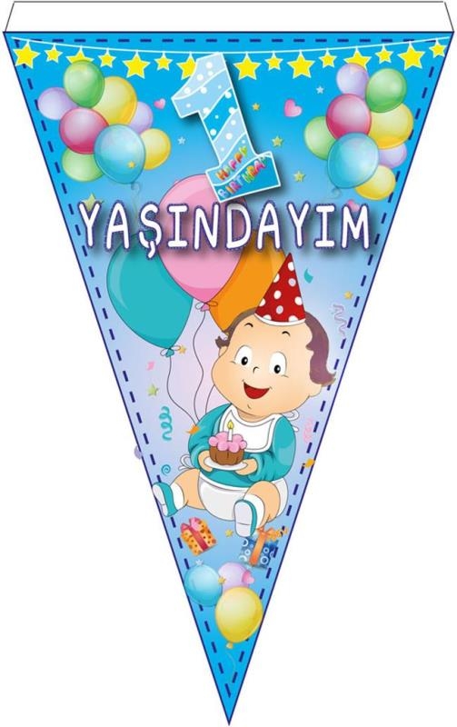 Wholesale 1 Year Birthday Decorations 1 Year Pennant Flag