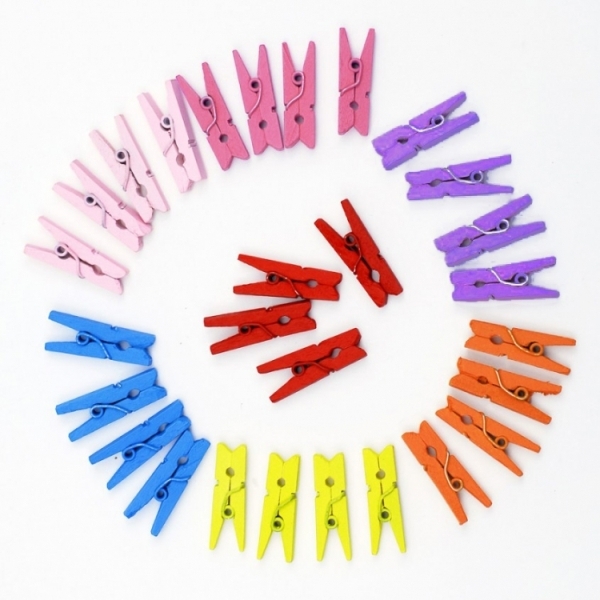 Wholesale 100pcs Mixed Color Wooden Pegs