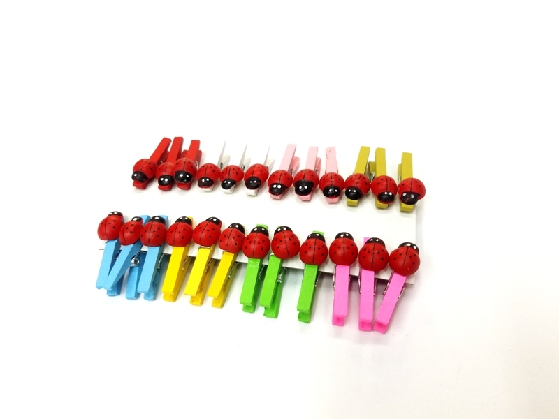 Wholesale 24 Pcs Wooden Ladybug Pegs