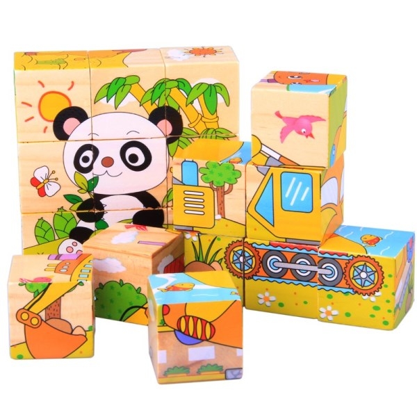 Wholesale Wooden 9 Cubes 6 Different Jigsaw Puzzles