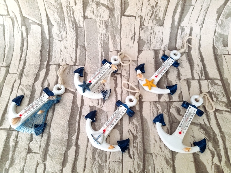 Wholesale Wooden Anchor Shaped Thermometer Wall Decorations