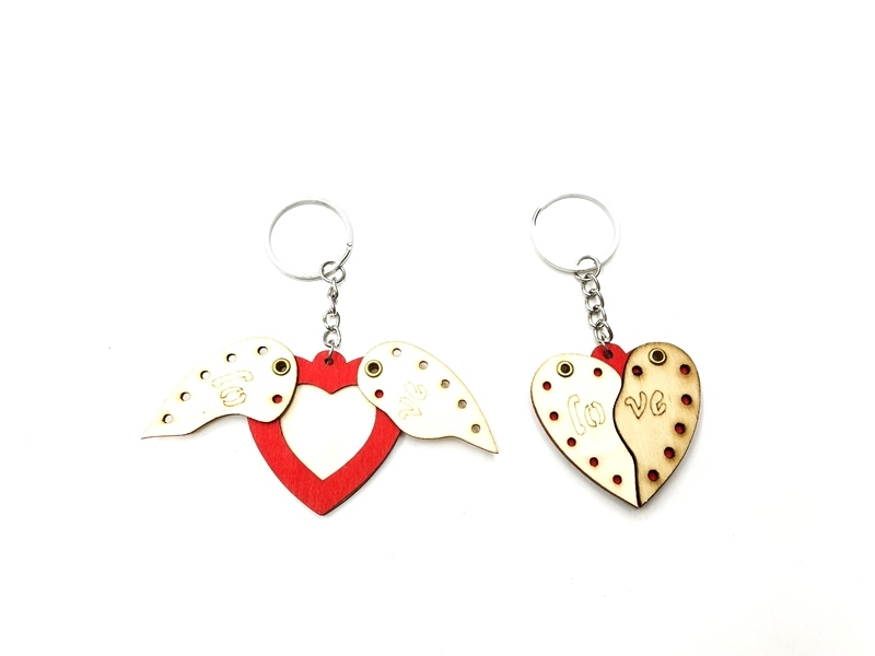 Wholesale Wooden Heart Keychain