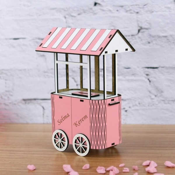 Wholesale Wooden Chestnut Trolley Piggy Bank