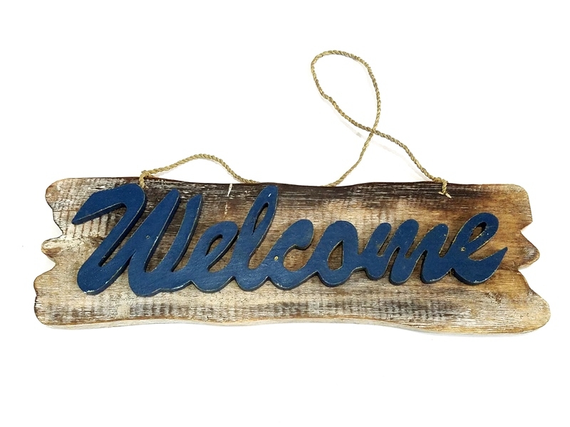 Wholesale Wooden Marine Patterned Welcome Ornament