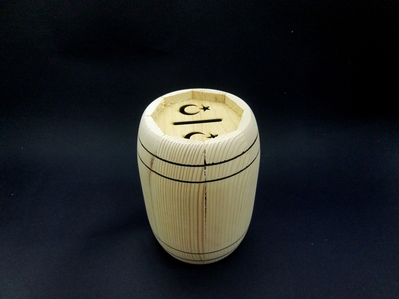 Wholesale Wooden Medium Barrel Piggy Bank