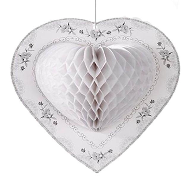 Wholesale White Heart Shaped Honeycomb Ornaments