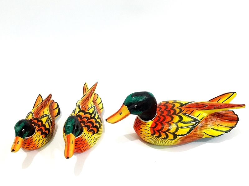 Wholesale Large Size 3 Piece Wooden Duck Trinket Set