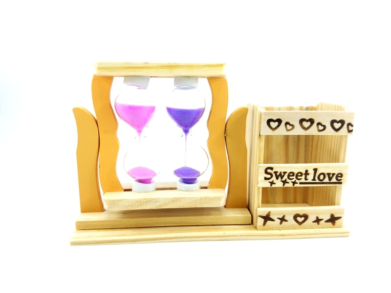 Wholesale Double Hourglass Sweet Love Wooden Pencil Holder