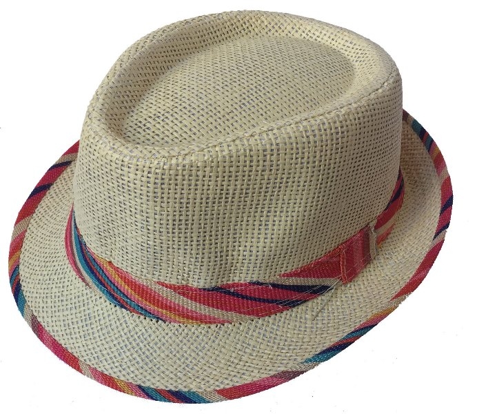 Wholesale Striped Straw Men's Women's Fedora Hats