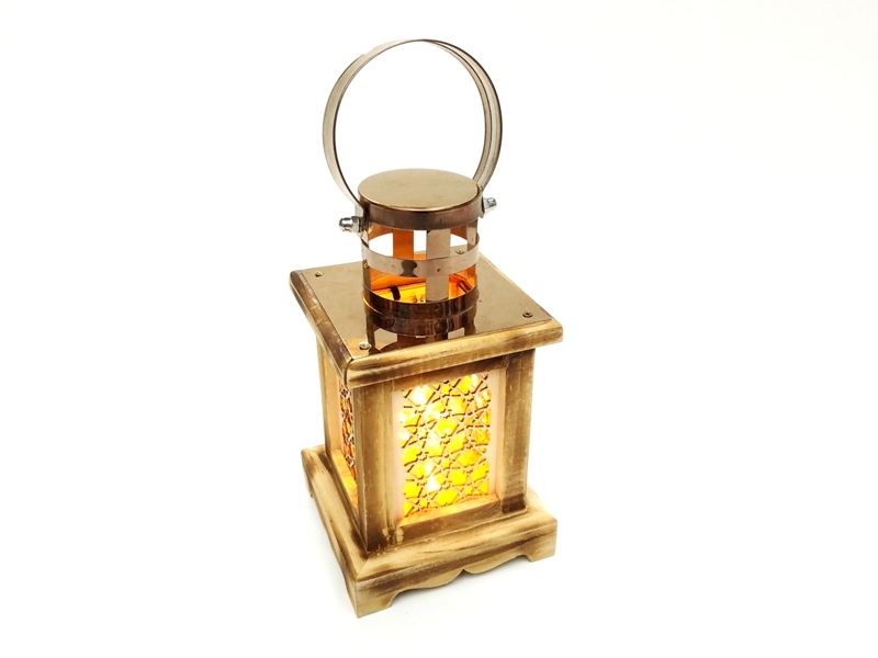 Wholesale Decorative Wooden Battery Desktop Candle Holder Lamp