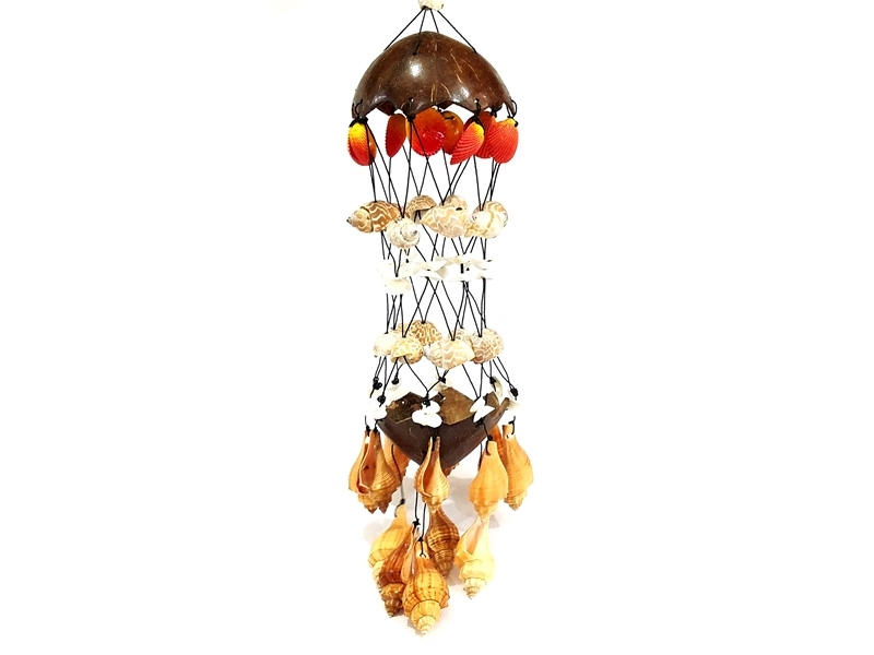 Wind Chime from Seashells Double Coconut Shell