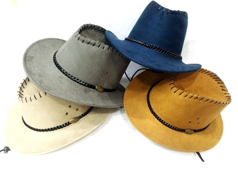 Wholesale Leather Drawstring Suede Cowboy Hat