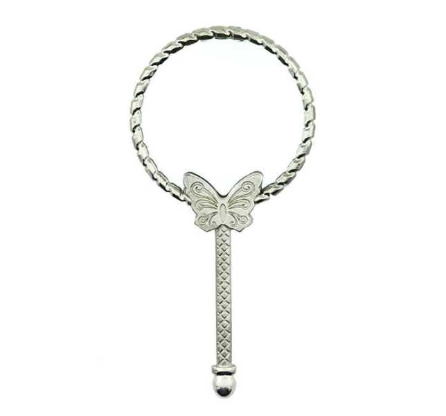 Wholesale Hand Held Round Butterfly Silver and Gold Metal Mirror