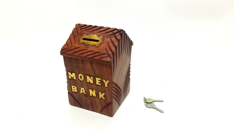 Wholesale House Shaped Locked Wooden Piggy Bank