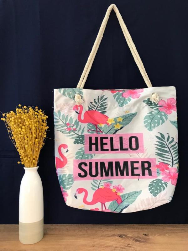 Wholesale Flamingo Patterned Beach Bag