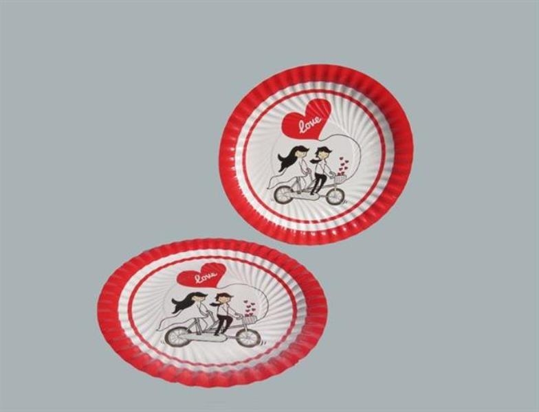 Wholesale Bride Groom Patterned Cardboard Plate 8 pcs