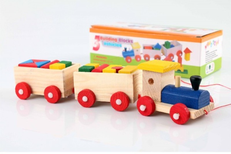 Wholesale Geometric Shaped Wooden Train Set Toy