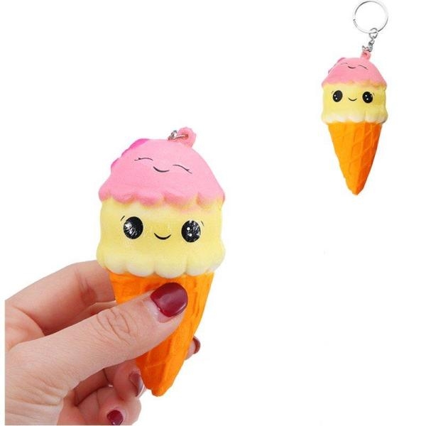 Wholesale Smiley Face Ice Cream Squishy Keychain