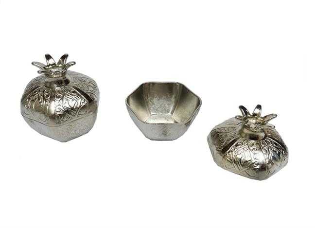 Wholesale Silver Color Wedding Candy Material Metal Pomegranate Box