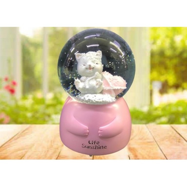 Wholesale Lighted Medium Size Cat Snow Globe