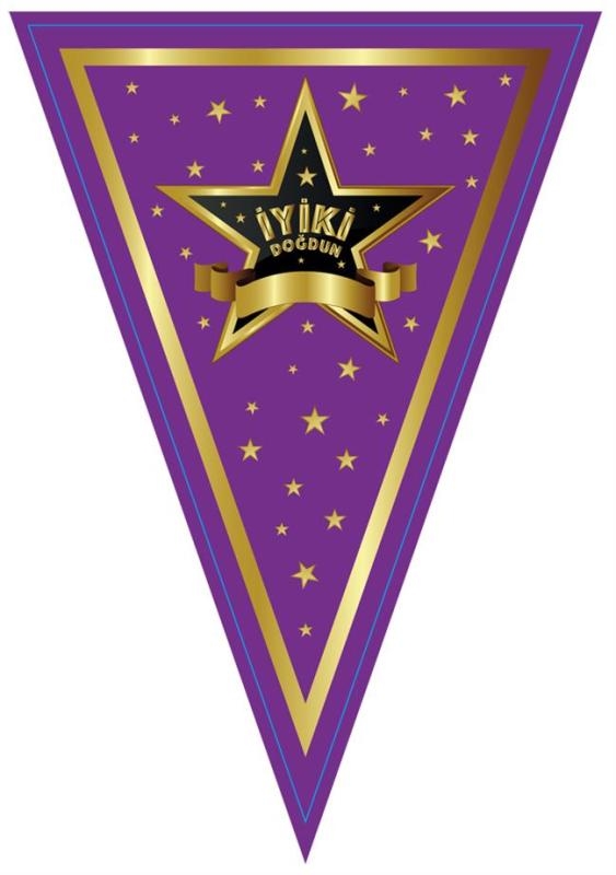 Wholesale Happy Birthday Purple Pennant Flag Birthday Decorations