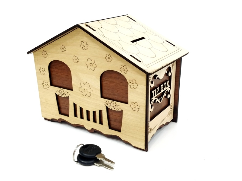 Wholesale Poplar Wood Colored Wooden House Piggy Bank