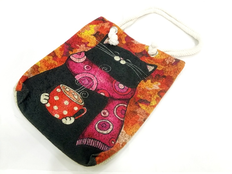 Wholesale Cat Patterned Digital Printing Beach Bag